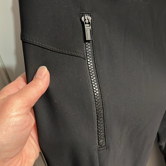 Athleta Pants Stellar Tight Black Side Zippers Stretch Knit Skinny Pant EUC - Picture 7 of 13